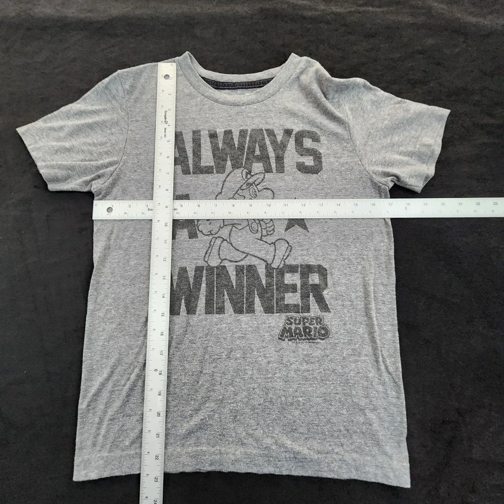 Super Mario Always a Winner Gray Short Sleeve T-Shirt Youth L